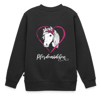 Pferdemädchen Pferde Herz Geschenkidee - Kinder Premium Organic Sweatshirt - Schwarz - Hinten - AI Model Kid Female (0cm)