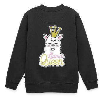 Lama Lama Alpaka Lama Lama Königin - Kinder Premium Organic Sweatshirt - Schwarz - Hinten - AI Model Kid Female (0cm)