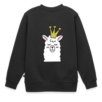 Lama Lama Alpaka Lama Lama Königin - Kinder Premium Organic Sweatshirt - Schwarz - Hinten - AI Model Kid Female (0cm)