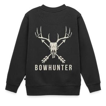 Bowhunter Deer Skull cadeau de chasse à l'arc minimaliste - Sweat Premium enfant bio - noir - Dos - AI Model Kid Female (0cm)