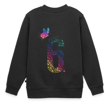 Butterfly - ich bin endlich 6 - Kinder Premium Organic Sweatshirt - Schwarz - Hinten - AI Model Kid Female (0cm)