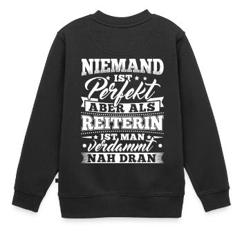 Lustiges Reiten Reiter Reit Shirt - Kinder Premium Organic Sweatshirt - Schwarz - Hinten - AI Model Kid Female (0cm)