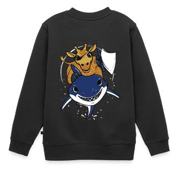 enfants girafe Hai cadeau drôle de pirate de Noël - Sweat Premium enfant bio - noir - Dos - AI Model Kid Female (0cm)