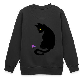 Chat - Sweat Premium enfant bio - noir - Dos - AI Model Kid Female (0cm)
