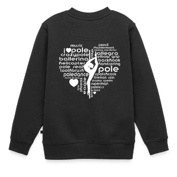 Conception de la silhouette de mots en forme de cœur pour danse au poteau - Sweat Premium enfant bio - noir - Dos - AI Model Kid Female (0cm)