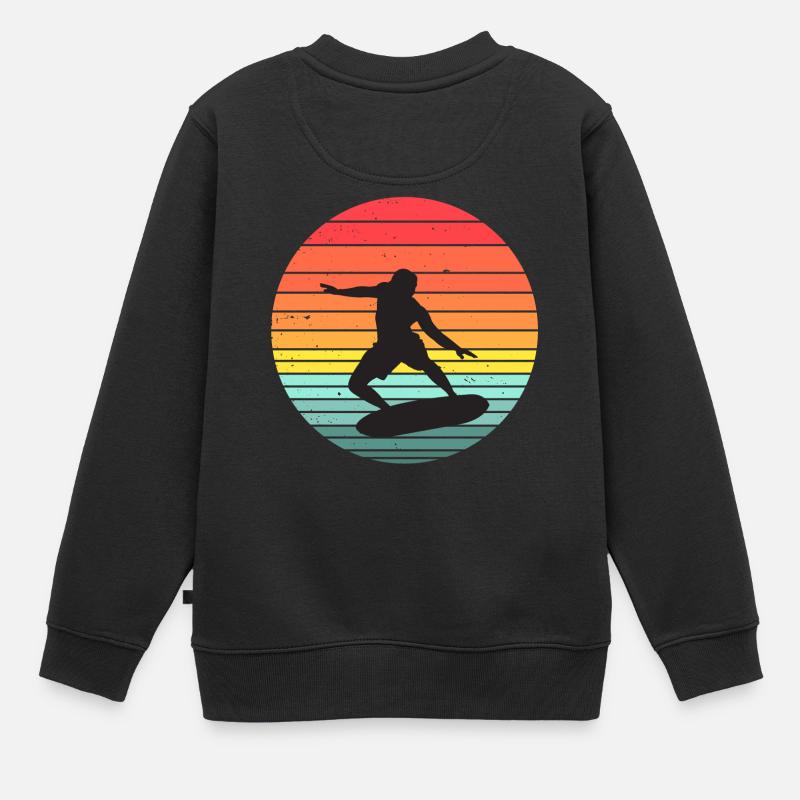 surf, surfer, surfeur - Sweat Premium enfant bio - noir