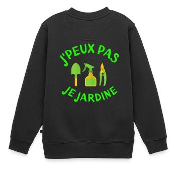 jardinage, jardiner, fan de jardinage - Sweat Premium enfant bio - noir - Dos - AI Model Kid Female (0cm)