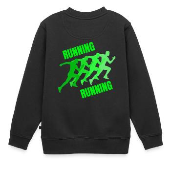 running, jogging, footing, course à pied, trail - Sweat Premium enfant bio - noir - Dos - AI Model Kid Female (0cm)