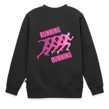 running, footing, course à pied, jogging - Sweat Premium enfant bio - noir - Dos - AI Model Kid Female (0cm)