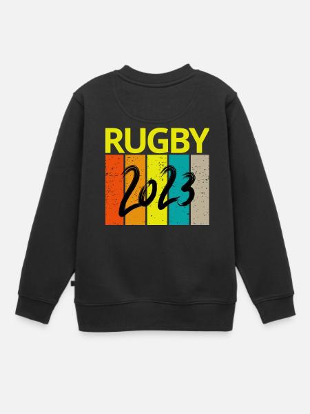 rugby, rugby sport, fan de rugby, rugby 2023 - Sweat Premium enfant bio - noir
