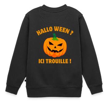 citrouille, halloween, happy halloween - Sweat Premium enfant bio - noir - Dos - AI Model Kid Female (0cm)