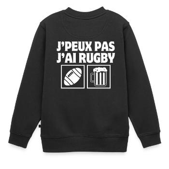 rugby, fan de rugby, rugby humour, rugby sport - Sweat Premium enfant bio - noir - Dos - AI Model Kid Female (0cm)