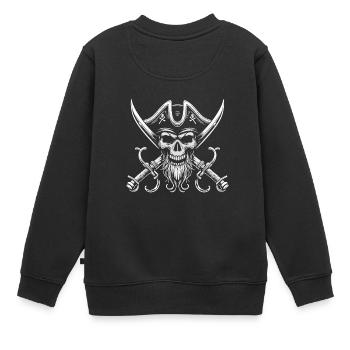 Tête de mort pirate sabres - Sweat Premium enfant bio - noir - Dos - AI Model Kid Female (0cm)