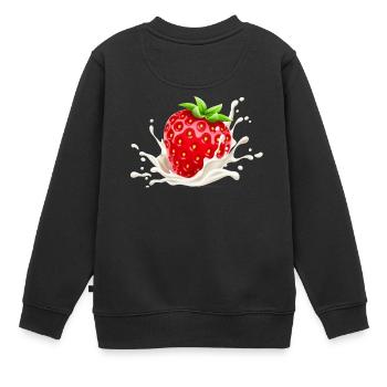 Erdbeere, Erdbeer-Verlangen, Erdbeere - Kinder Premium Organic Sweatshirt - Schwarz - Hinten - AI Model Kid Female (0cm)