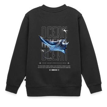Ocean Manta Kostbarer Schatz - Kinder Premium Organic Sweatshirt - Schwarz - Hinten - AI Model Kid Female (0cm)