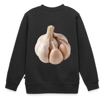 Ail Cuisine végane méditerranéenne - Sweat Premium enfant bio - noir - Dos - AI Model Kid Female (0cm)