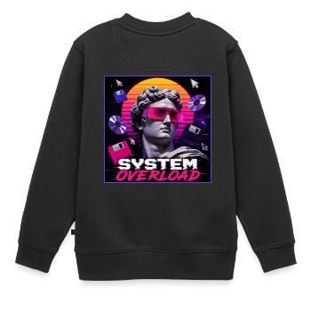 Art de surcharge du système rétro Vaporwave Synthwave - Sweat Premium enfant bio - noir - Dos - AI Model Kid Female (0cm)