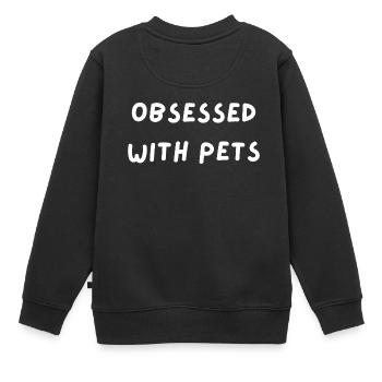 Besessen von Haustieren - Kinder Premium Organic Sweatshirt - Schwarz - Hinten - AI Model Kid Female (0cm)