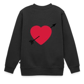 Heart round with arrow - Sweat Premium enfant bio - noir - Dos - AI Model Kid Female (0cm)