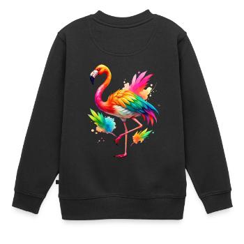 Flamingo Pride Back - Kinder Premium Organic Sweatshirt - Schwarz - Hinten - AI Model Kid Female (0cm)