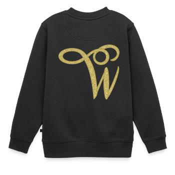 Alphabet W - or, lettre, alphabet, monogramme - Sweat Premium enfant bio - noir - Dos - AI Model Kid Female (0cm)