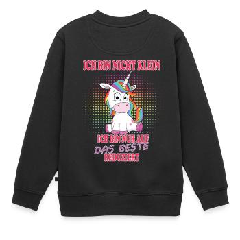 Ich bin nicht klein Einhorn - Kinder Premium Organic Sweatshirt - Schwarz - Hinten - AI Model Kid Female (0cm)