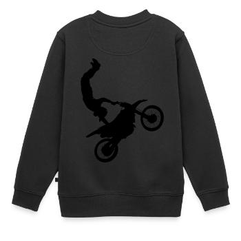 cascadeur conducteur Motocross - Sweat Premium enfant bio - noir - Dos - AI Model Kid Female (0cm)