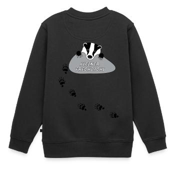 kleiner frechdachs dachs frech spur tierspur pfote - Kinder Premium Organic Sweatshirt - Schwarz - Hinten - AI Model Kid Female (0cm)