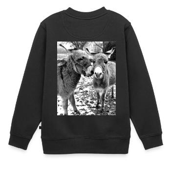 Zwei Esel - Kinder Premium Organic Sweatshirt - Schwarz - Hinten - AI Model Kid Female (0cm)