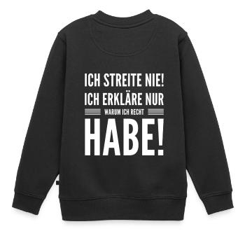 warum ich recht habe - Kinder Premium Organic Sweatshirt - Schwarz - Hinten - AI Model Kid Female (0cm)