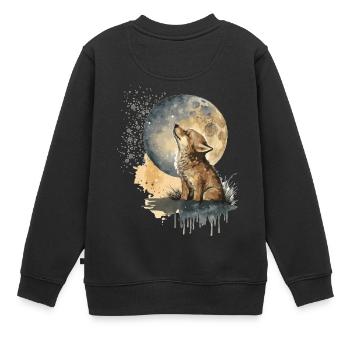 Cub Scout heult den Mond an - Kinder Premium Organic Sweatshirt - Schwarz - Hinten - AI Model Kid Female (0cm)