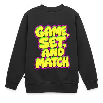 Game Set Match Tennis Shirt, Neon Style - Kinder Premium Organic Sweatshirt - Schwarz - Hinten - AI Model Kid Female (0cm)