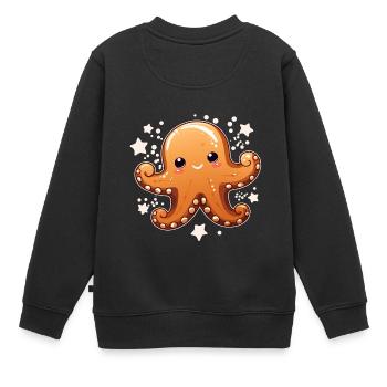 Lebkuchen Oktopus - Kinder Premium Organic Sweatshirt - Schwarz - Hinten - AI Model Kid Female (0cm)