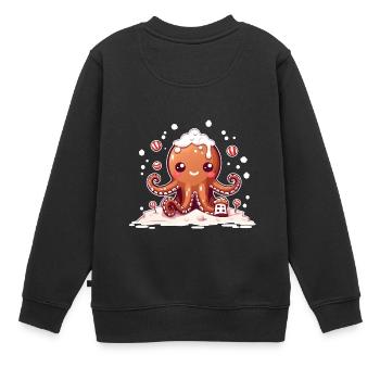 Lebkuchen Oktopus - Kinder Premium Organic Sweatshirt - Schwarz - Hinten - AI Model Kid Female (0cm)