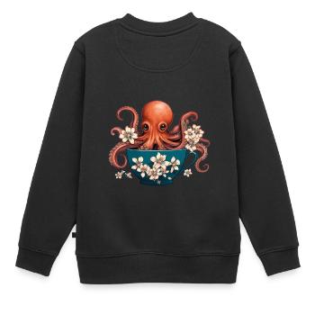 Lustiger Oktopus - Kinder Premium Organic Sweatshirt - Schwarz - Hinten - AI Model Kid Female (0cm)