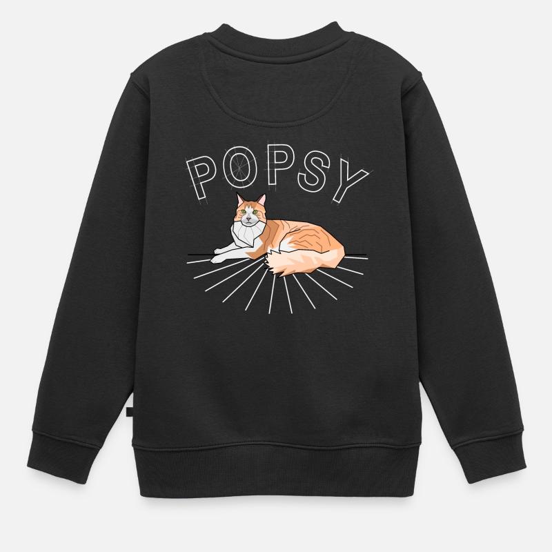 chat roux - Popsy - Sweat Premium enfant bio - noir