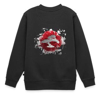 Bonsai look used look - Sweat Premium enfant bio - noir - Dos - AI Model Kid Female (0cm)