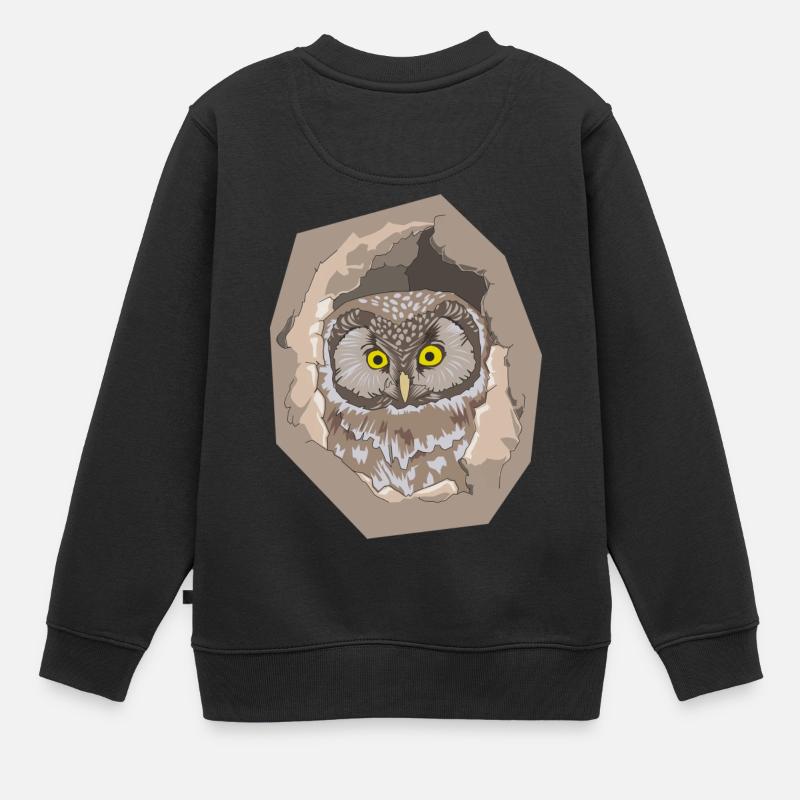 Eule - Kinder Premium Organic Sweatshirt - Schwarz