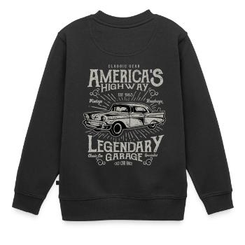 Americas Highway Vintage Retro Auto Motor Amerika - Kinder Premium Organic Sweatshirt - Schwarz - Hinten - AI Model Kid Female (0cm)