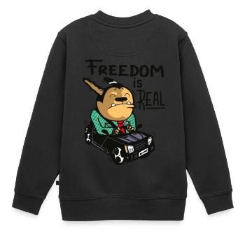freedom is real - Kinder Premium Organic Sweatshirt - Schwarz - Hinten - AI Model Kid Female (0cm)