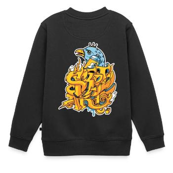 Graffiti Street art mit Adler und Krone - Kinder Premium Organic Sweatshirt - Schwarz - Hinten - AI Model Kid Female (0cm)