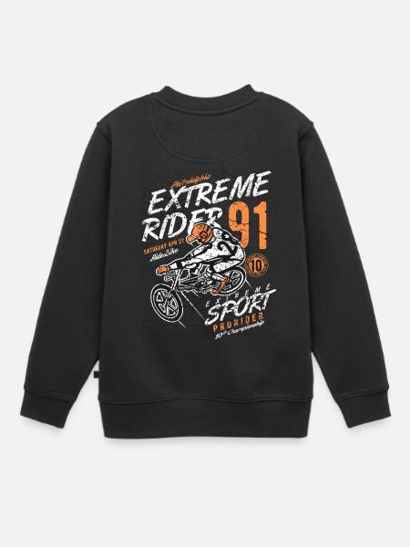 Extreme Rider - Sweat Premium enfant bio - noir