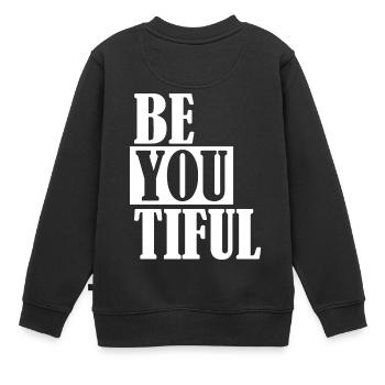 Beautiful schoen wundervoll w - Kinder Premium Organic Sweatshirt - Schwarz - Hinten - AI Model Kid Female (0cm)