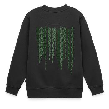 Pluies binaires - Sweat Premium enfant bio - noir - Dos - AI Model Kid Female (0cm)