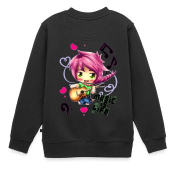Music is life - Kids Premium Organic Sweatshirt - black - Back - AI Model Kid Female (0cm)