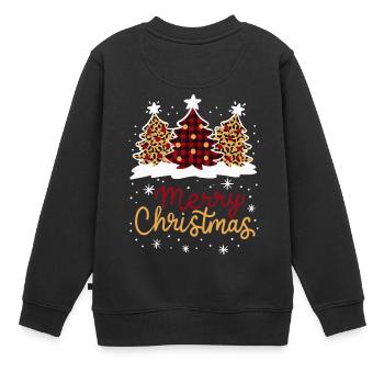 Frohe Weihnachten Plaid Leopard Tree Weihnachtsgeschenk - Kinder Premium Organic Sweatshirt - Schwarz - Hinten - AI Model Kid Female (0cm)