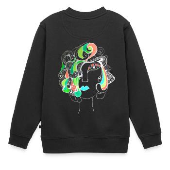 Une dame! négatif - Sweat Premium enfant bio - noir - Dos - AI Model Kid Female (0cm)