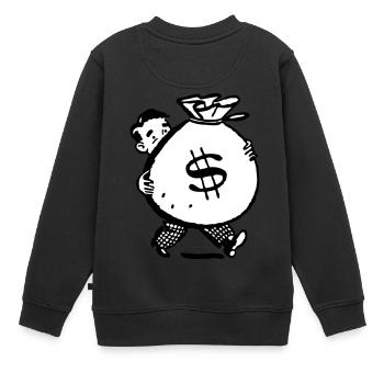 homme d'argent sac idée cadeau grand terrain Cartoon - Sweat Premium enfant bio - noir - Dos - AI Model Kid Female (0cm)