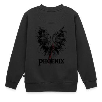 Phoenix aus der Asche Zeichnung Geschenkidee - Kinder Premium Organic Sweatshirt - Schwarz - Hinten - AI Model Kid Female (0cm)