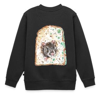 Bonjour! Rat dans du pain grillé / champignons - Sweat Premium enfant bio - noir - Dos - AI Model Kid Female (0cm)